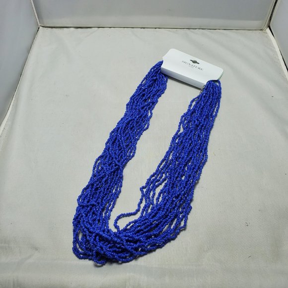 Signature cobalt blue seed bead multi strand necklace 20 strand - Picture 2 of 5